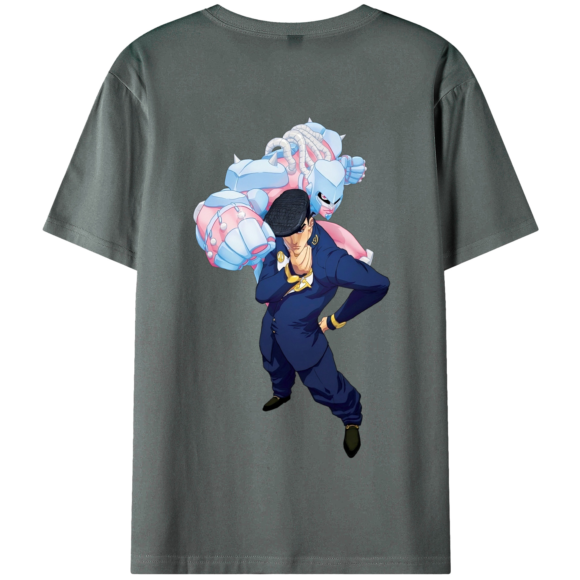 （画像用） ジョジョの奇妙な冒険 ひがしかた じょうすけ JoJo's Bizarre Adventure Higashikata Josuke 綿100％半袖Tシャツ（背面プリント）